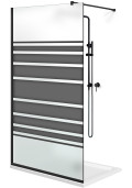 Paravan Cabina de dus Walk-in, (083), 105x210 cm, AQUA ROY BLACK - MULTILINE, sticla mata decorata, 8 mm, NEGRU