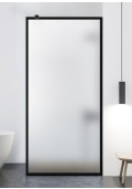 Paravan Cabina de dus Walk-in, (057), 110x195 cm, AQUA ROY BLACK - FRAME-IN, sticla mata decorata, 8 mm, NEAGRA