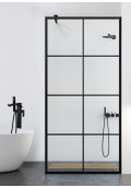 Paravan cabina de dus walk-in, (1158) Aqua Class ® Black, model MODE negru, sticla clara securizata, latimi: 50/60/70/80/90/100/110/120 cm