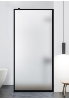 Paravan Cabina de dus Walk-in, (057), 110x195 cm, AQUA ROY BLACK - FRAME-IN, sticla mata decorata, 8 mm, NEAGRA