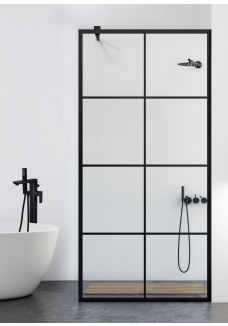 Paravan cabina de dus walk-in, (1158) Aqua Class ® Black, model MODE negru, sticla clara securizata, latimi: 50/60/70/80/90/100/110/120 cm