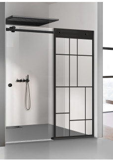 Paravan cabina de dus walk-in, (1775) Glissando Black, model Urban negru, sticla clara securizata, latimi: 122/140/150/160/170/180 cm (140/160/180 cm)