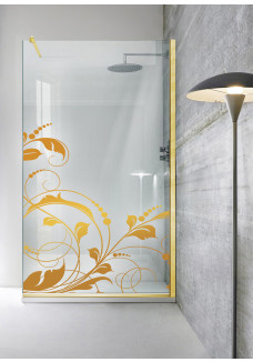 Paravan Cabina de dus Walk-in, (035), 70x195 cm, sticla clara decorata, 8mm, AQUA ROY GOLD LA VIE , feronerie AURIU