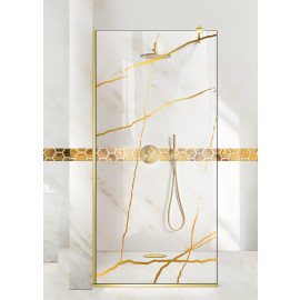 Paravan cabina de dus walk-in, (1630) Aqua Class ® Gold, model MARBLE auriu, sticla 6 mm clara securizata, latimi: 50/60/70/80/90/100/110/120 cm
