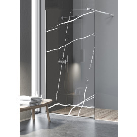 Paravan cabina de dus walk-in, (1628) Aqua Class ® INOX, model MARBLE alb, sticla 6 mm clara securizata, anticalcar, latimi: 50/60/70/80/90/100/110/120 cm