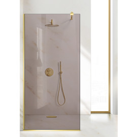 Paravan cabina de dus walk-in, (1370) Aqua Roy ® Gold, sticla 8 mm bronz securizata, anticalcar, latimi: 70/80/90/100/110/120 cm