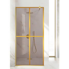 Paravan cabina de dus walk-in, (2117) Aqua Roy ® Gold, model BASIC auriu, sticla 8 mm bronz securizata, anticalcar, latimi: 70/80/90/100/110/120 cm