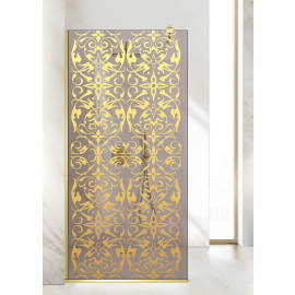 Paravan cabina de dus walk-in, (2468) Aqua Roy ® Gold, model Regency Full auriu, sticla 8 mm bronz securizata, anticalcar, latimi: 70/80/90/100/110/120 cm