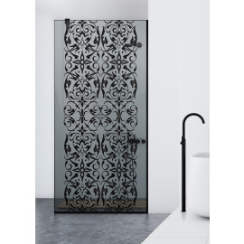 Paravan cabina de dus walk-in, (2451) Aqua Roy ® Black, model REGENCY FULL negru, sticla 8 mm gri securizata, anticalcar, latimi: 70/80/90/100/110/120 cm