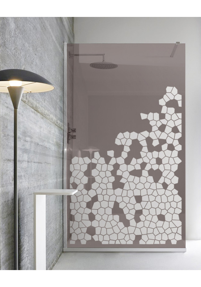 Paravan dus, sticla bronz, walk-in culoare sablare alb