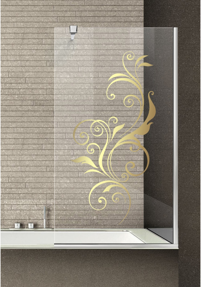 Paravan cada, model Swirly, culoare decor: auriu