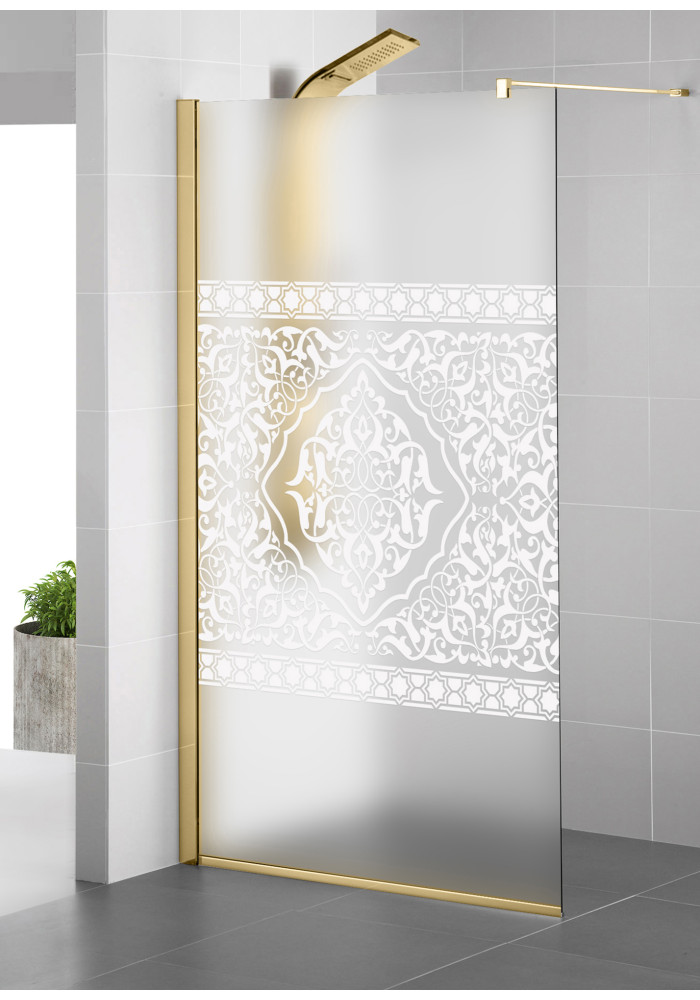 Paravan Cabina dus Walk in DOHA ORIZONTAL, profil auriu