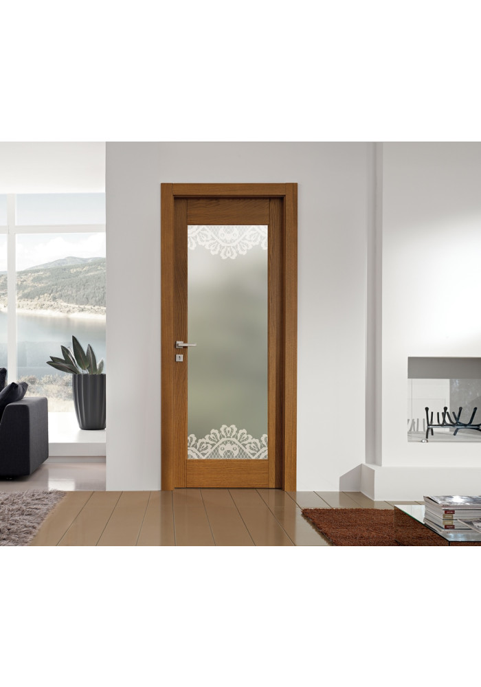 Geam mat decorativ pentru usa lemn