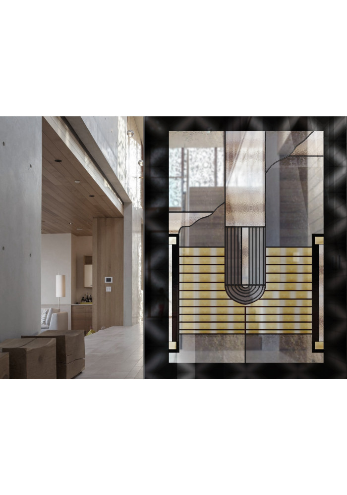 Vitraliu pictat cu design minimalist
