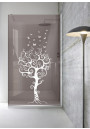 Paravan Cabina de dus Walk-in, (5046), sticla bronz/gri/mata decorata, 8 mm, AQUA ROY model:LIFE TREE, feronerie INOX, tratat anticalcar