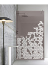 Paravan dus, sticla bronz, walk-in culoare sablare alb